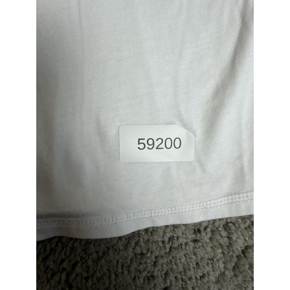 GUESS Shirt Mens S White Ringer Triangle Logo Crew Neck Cotton Modal Slim Fit - Picture 10 of 10